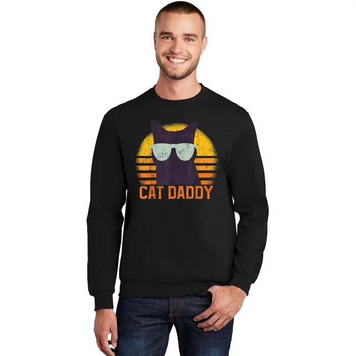 Cat Daddy Vintage Eighties Style Cat Retro Distressed Sweatshirt