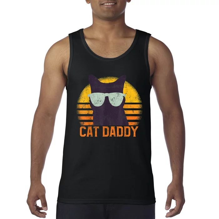 Cat Daddy Vintage Eighties Style Cat Retro Distressed Tank Top