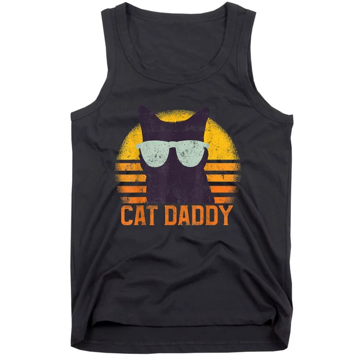 Cat Daddy Vintage Eighties Style Cat Retro Distressed Tank Top