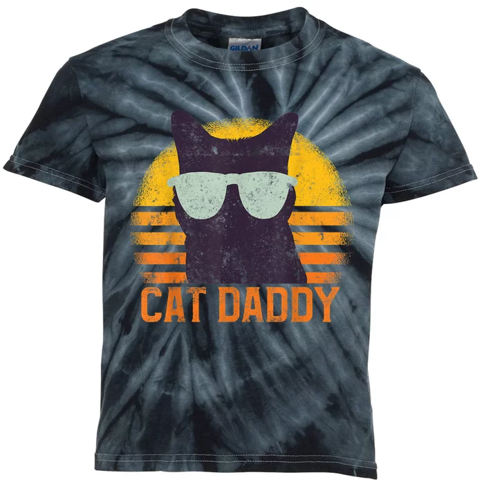 Cat Daddy Vintage Eighties Style Cat Retro Distressed Kids Tie-Dye T-Shirt