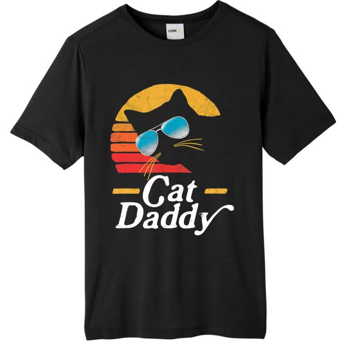 Cat Daddy Vintage 80s Style Cat Retro Sunglasses Distressed TShirt ChromaSoft Performance T-Shirt