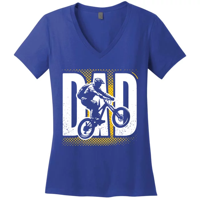 Cycling Dad Vintage Mountain Bike Lover FatherS Day Gift Women's V-Neck T-Shirt