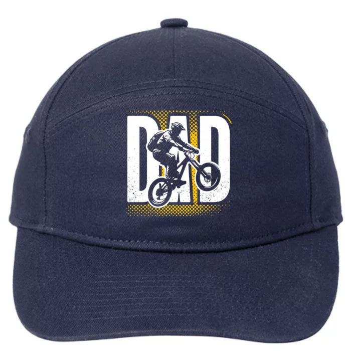 Cycling Dad Vintage Mountain Bike Lover FatherS Day Gift 7-Panel Snapback Hat