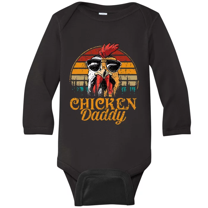 Chicken Daddy Vintage Poultry Farmer Fathers Day Baby Long Sleeve Bodysuit