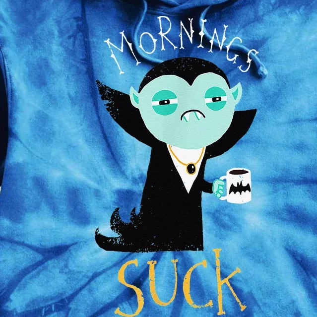 Cute Dracula Vampire Morning Suck Coffee Halloween Costume Tie Dye Hoodie