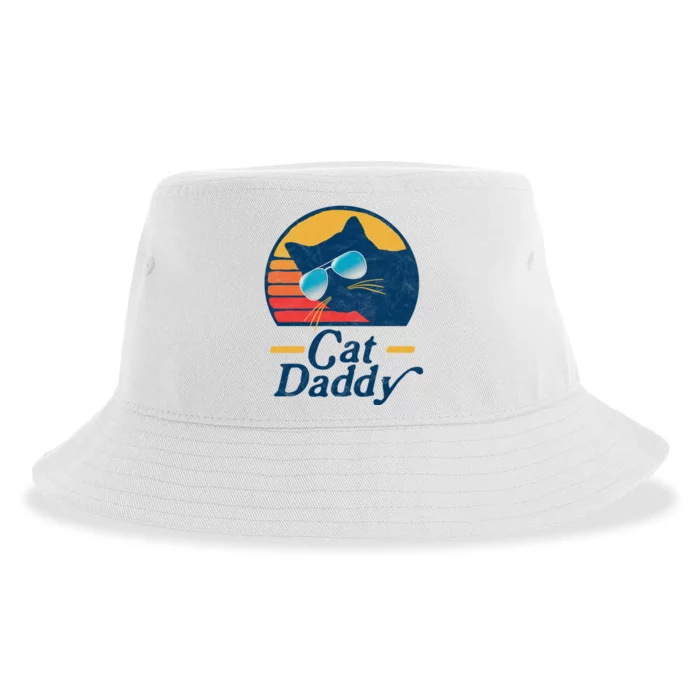 Cat Daddy Vintage 80s Style Cat Retro Sunglasses Distressed Sustainable Bucket Hat