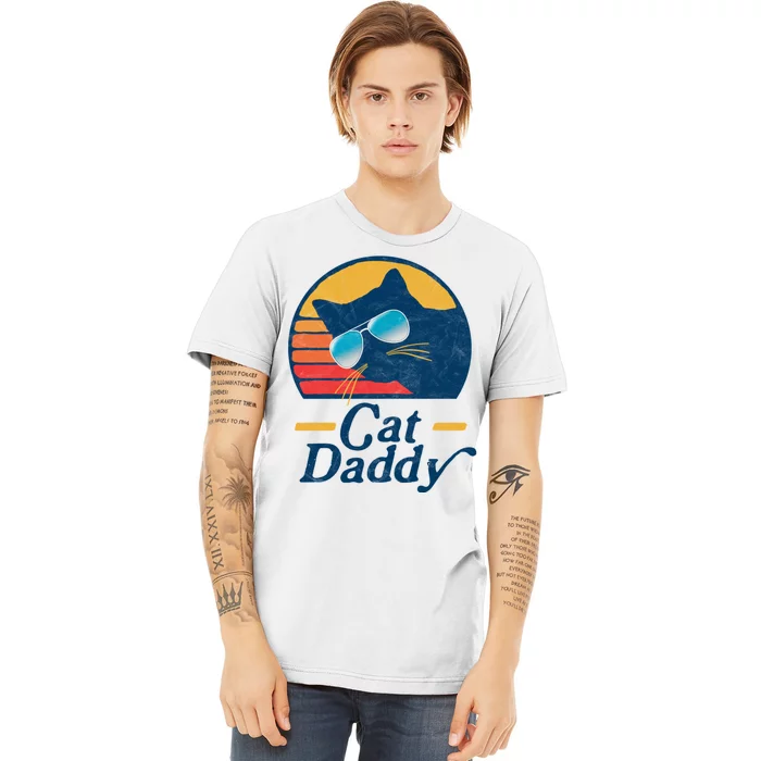 Cat Daddy Vintage 80s Style Cat Retro Sunglasses Distressed Premium T-Shirt