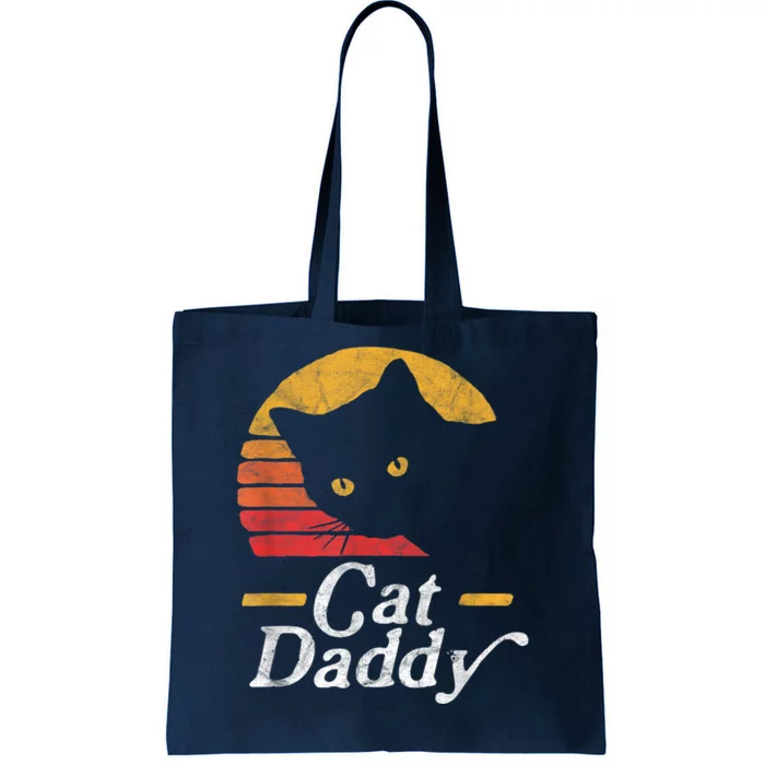 Cat Daddy Vintage Eighties Style Cat Retro Distressed Tote Bag