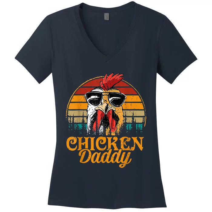 Chicken Daddy Vintage Poultry Farmer Funny Fathers Day Women's V-Neck T-Shirt