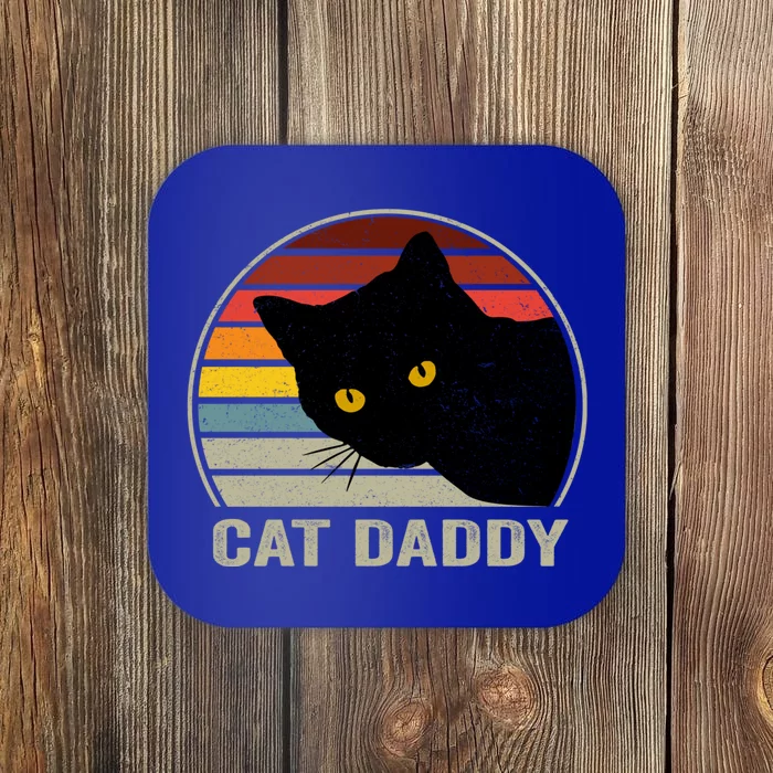 Cat Daddy Vintage Cat 80s Retro Style For Cat Dad Coaster