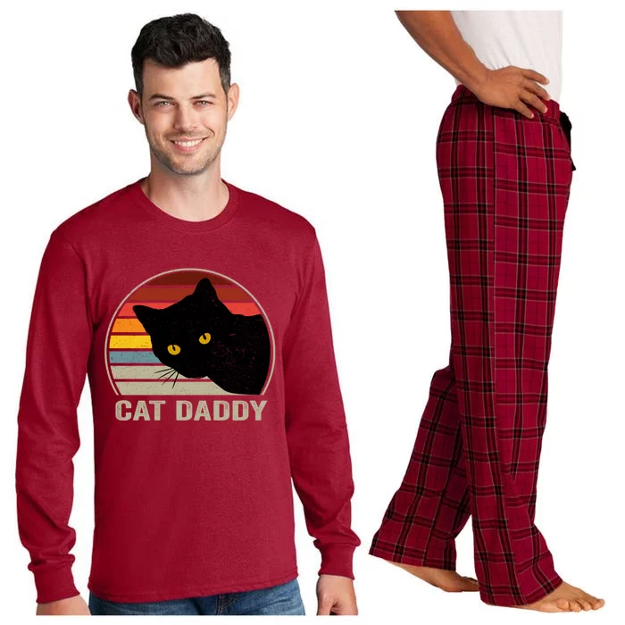 Cat Daddy Vintage Cat 80s Retro Style For Cat Dad Long Sleeve Pajama Set