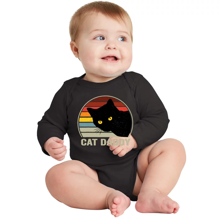 Cat Daddy Vintage Cat 80s Retro Style For Cat Dad Baby Long Sleeve Bodysuit