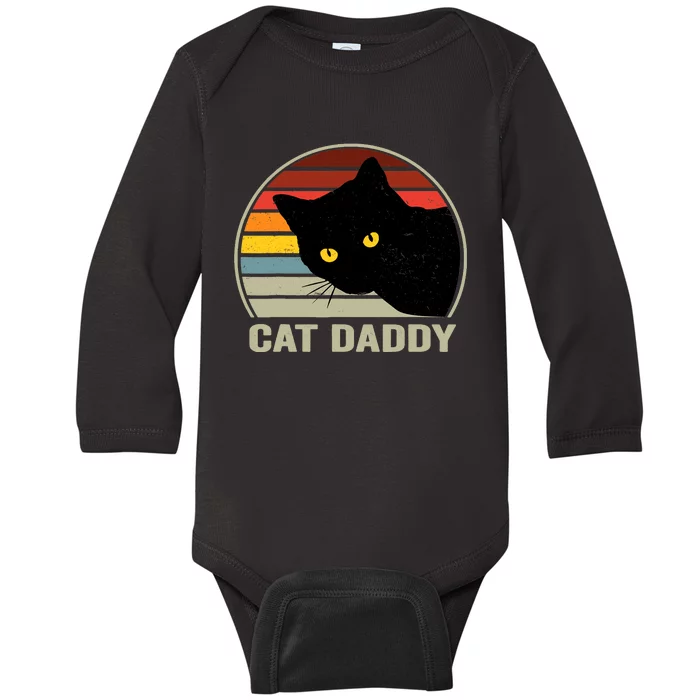 Cat Daddy Vintage Cat 80s Retro Style For Cat Dad Baby Long Sleeve Bodysuit