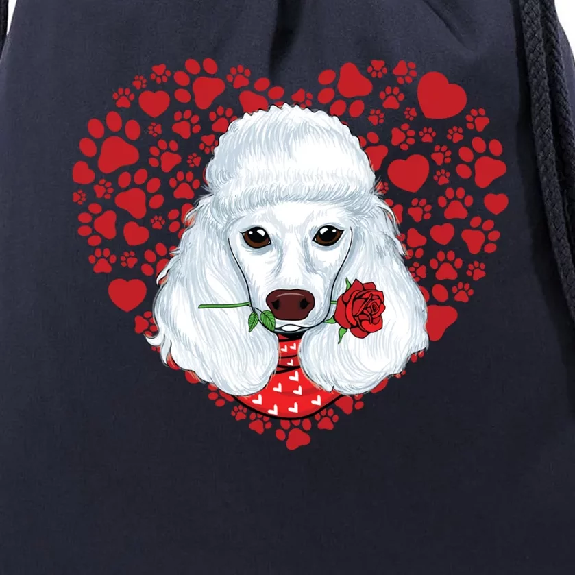 Cute Dog Valentines Heart Pattern Cute Valentine Poodle Face Gift Drawstring Bag