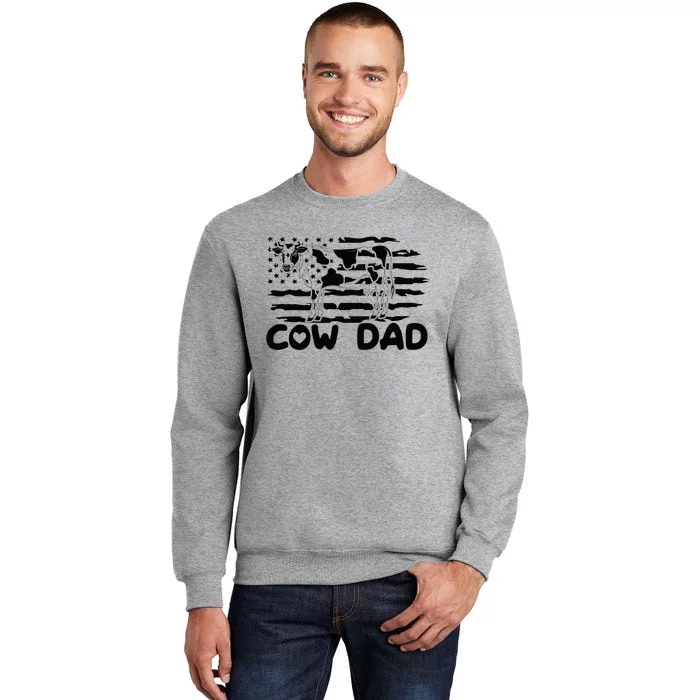 Cow Dad Vintage Sunset Father's Day Birthday Father's Tall Sweatshirt