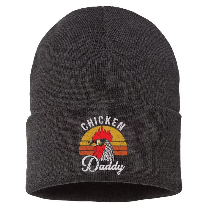 Chicken Daddy Vintage Style Chicken Dad Poultry Funny Farmer Sustainable Knit Beanie