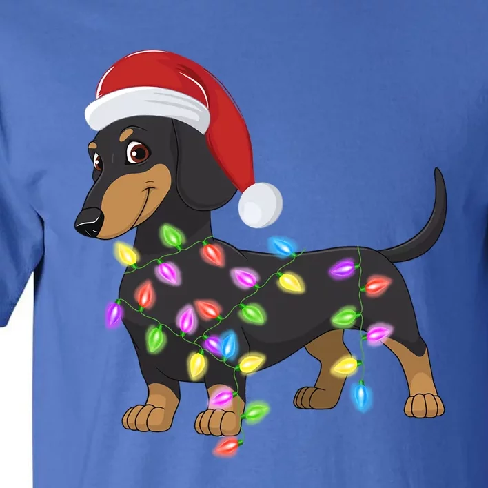 Christmas Dachshund With Santa Hat And Christmas Lights Gift Tall T-Shirt