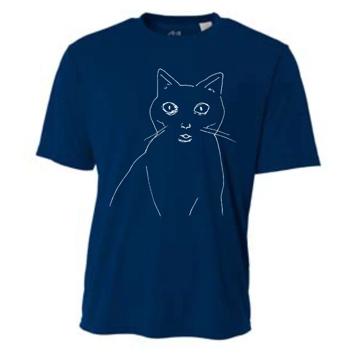 Cat Drawing (White) Cooling Performance Crew T-Shirt