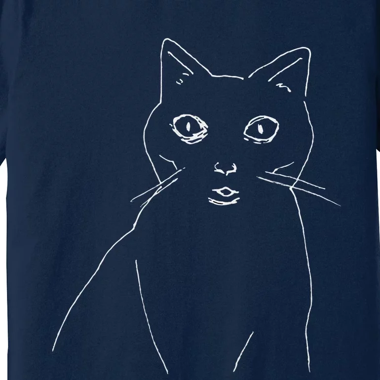 Cat Drawing (White) Premium T-Shirt