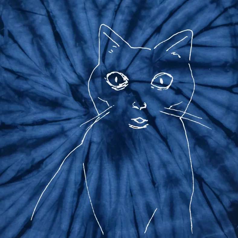 Cat Drawing (White) Tie-Dye T-Shirt