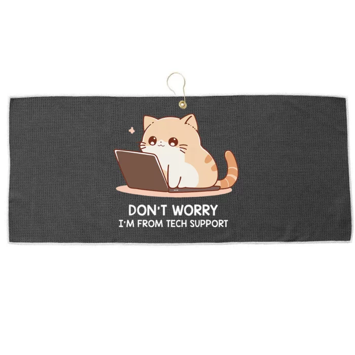 Cat DonT Worry IM From Tech Support Large Microfiber Waffle Golf Towel