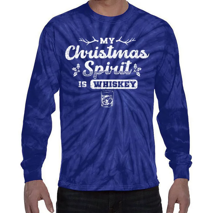 Christmas Drinking Whiskey Is My Christmas Spirit Xmas Tie-Dye Long Sleeve Shirt