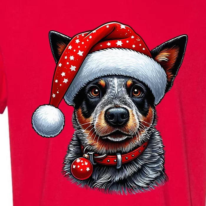 Cattle Dog With Santa Hat Garment-Dyed Heavyweight T-Shirt