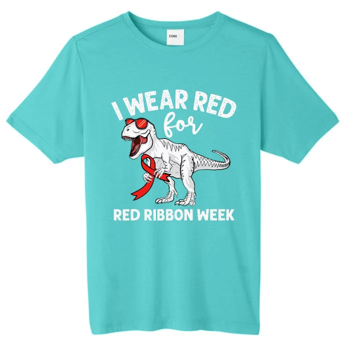 Cute Dinosaur We Wear Red For Red Ribbon Week Awareness ChromaSoft Performance T-Shirt