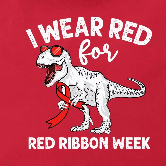 Cute Dinosaur We Wear Red For Red Ribbon Week Awareness Zip Tote Bag