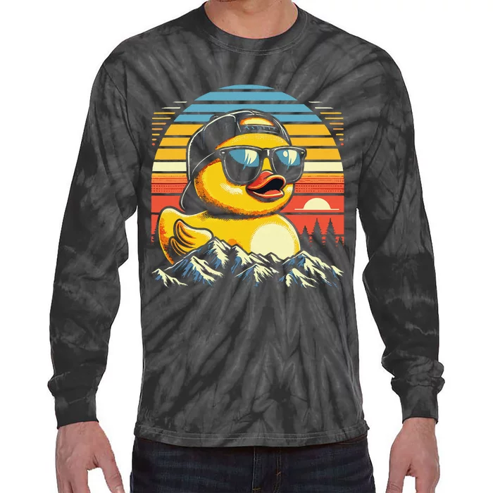 Cool Duck With Sunglasses Retro Funny Tie-Dye Long Sleeve Shirt