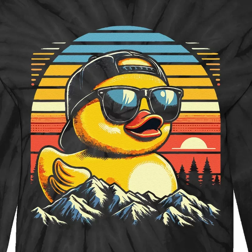 Cool Duck With Sunglasses Retro Funny Tie-Dye Long Sleeve Shirt