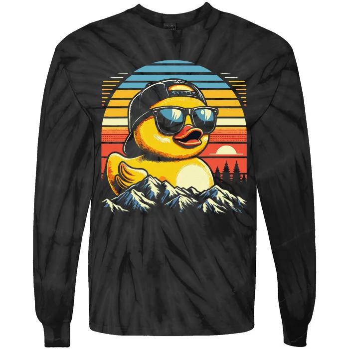 Cool Duck With Sunglasses Retro Funny Tie-Dye Long Sleeve Shirt