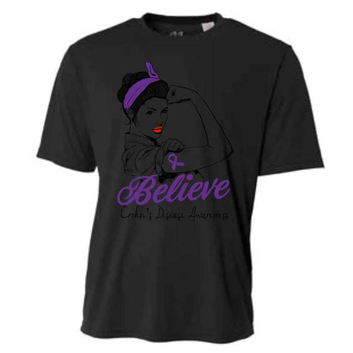 Crohn's Disease Warrior Unbreakable Purple Ribbon Gift Cooling Performance Crew T-Shirt