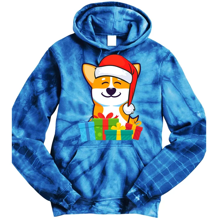 Corgi Dog With Santa Hat Corgi Christmas Gift Tie Dye Hoodie