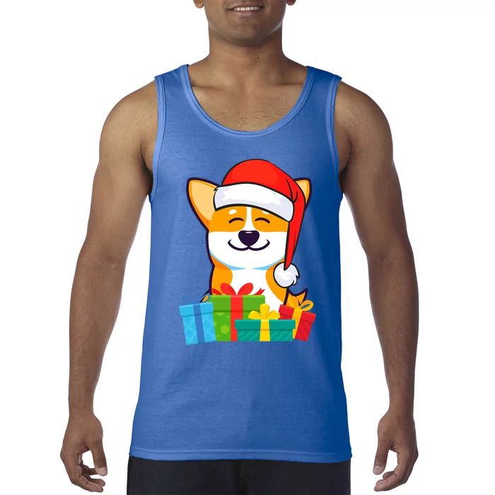 Corgi Dog With Santa Hat Corgi Christmas Gift Tank Top