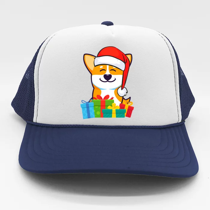 Corgi Dog With Santa Hat Corgi Christmas Gift Trucker Hat