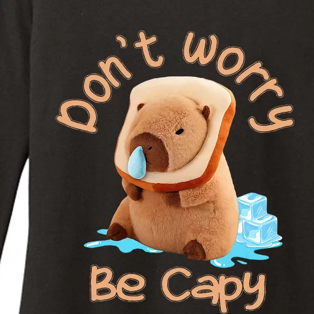 Capybara DonT Worry Be Capy Distressed Cute Womens CVC Long Sleeve Shirt