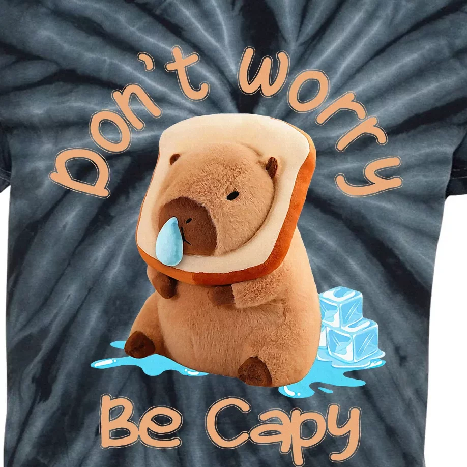 Capybara DonT Worry Be Capy Distressed Cute Kids Tie-Dye T-Shirt