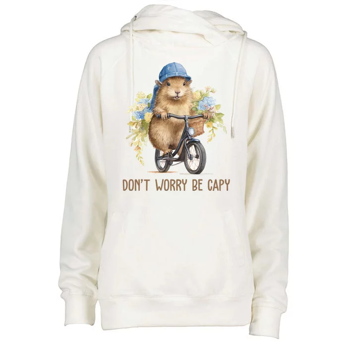 Capybara Dont Worry Be Capy Womens Funnel Neck Pullover Hood