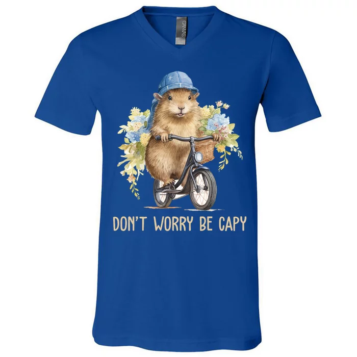 Capybara Dont Worry Be Capy V-Neck T-Shirt