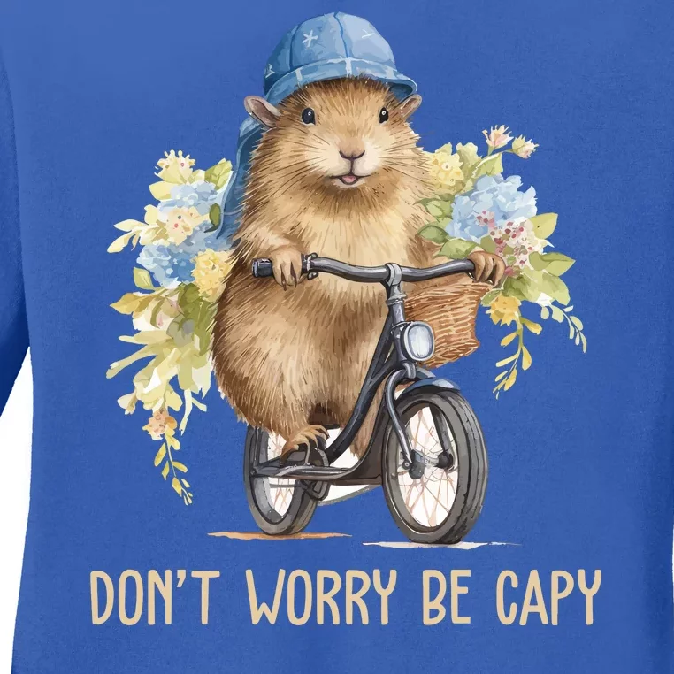 Capybara Dont Worry Be Capy Ladies Long Sleeve Shirt