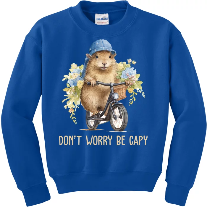 Capybara Dont Worry Be Capy Kids Sweatshirt