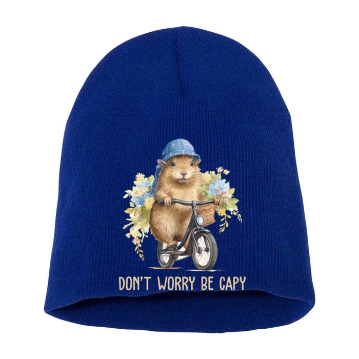 Capybara Dont Worry Be Capy Short Acrylic Beanie