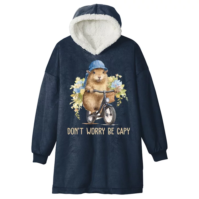 Capybara Dont Worry Be Capy Hooded Wearable Blanket