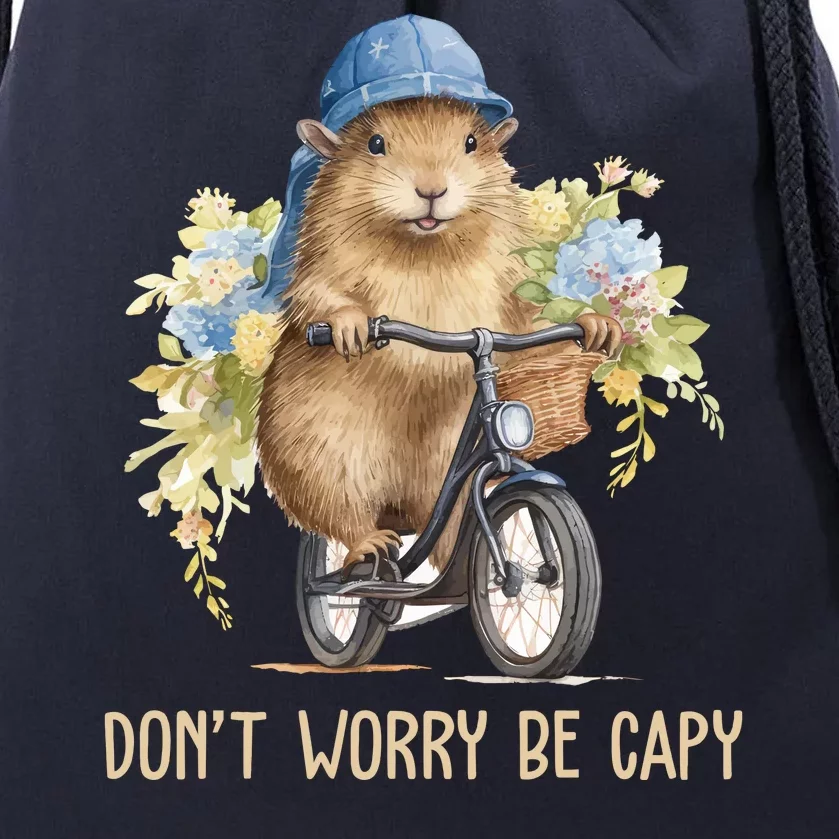 Capybara Dont Worry Be Capy Drawstring Bag