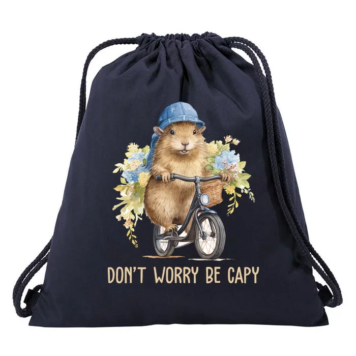 Capybara Dont Worry Be Capy Drawstring Bag