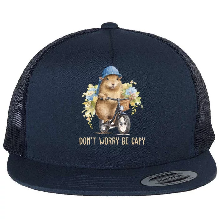 Capybara Dont Worry Be Capy Flat Bill Trucker Hat