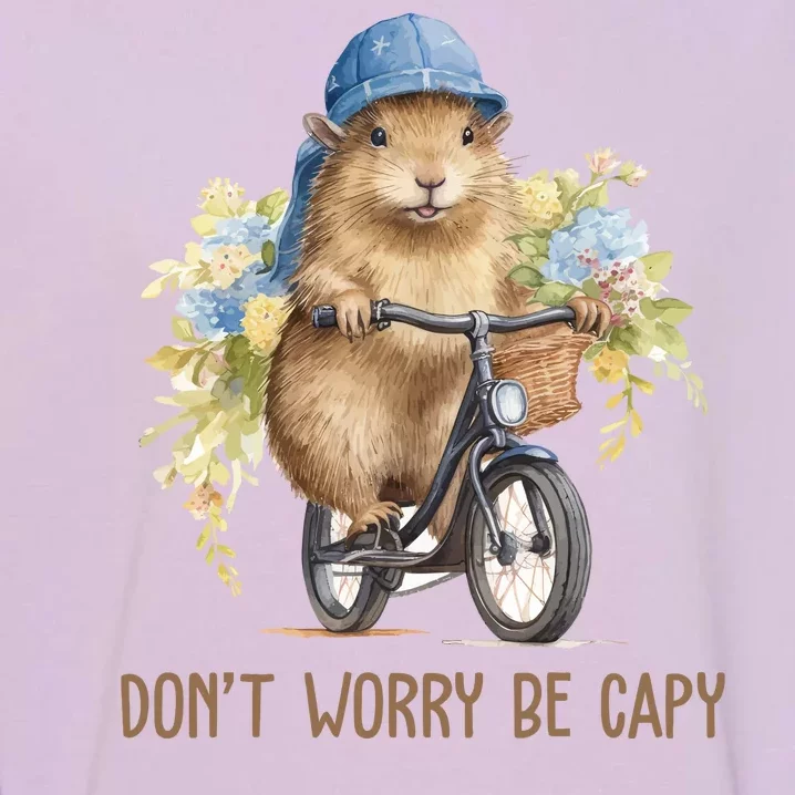 Capybara Dont Worry Be Capy Garment-Dyed Sweatshirt