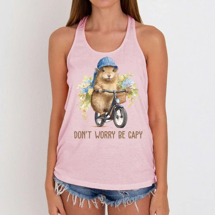 Capybara Dont Worry Be Capy Women's Knotted Racerback Tank