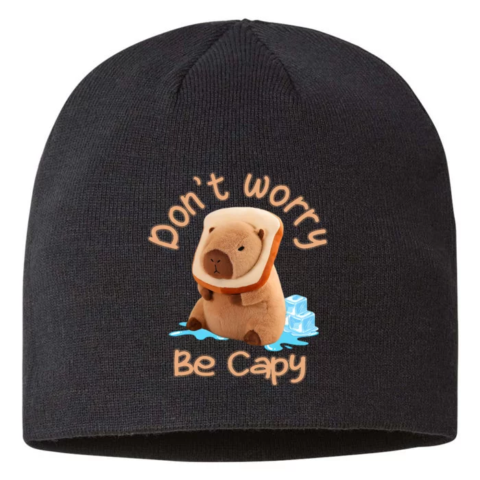 Capybara Dont Worry Be Capy Distressed Capybara Lovers Cute Animal Gift 8 1/2in Sustainable Knit Beanie